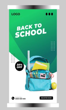 Okul facebook kapağı pankart tasarım şablonu için serbest vektör