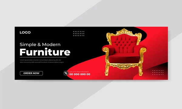 Ücretsiz Vektör Mobilya Satışı Facebook Kapak Tasarımı Şablonu