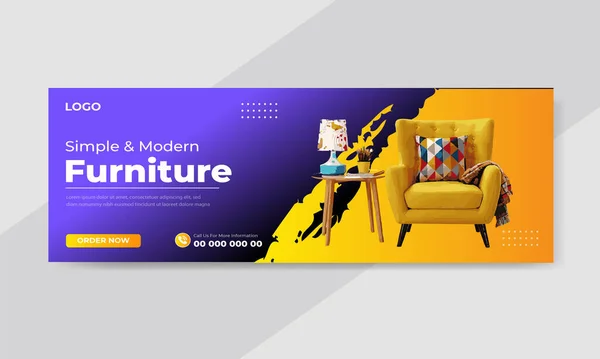 Ücretsiz Vektör Mobilya Satışı Facebook Kapak Tasarımı Şablonu