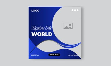 Ücretsiz vektör seyahat acentesi sosyal medya gönderme şablonu