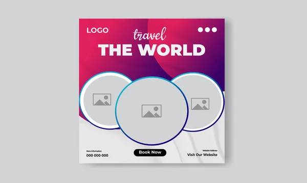 Ücretsiz vektör seyahat acentesi sosyal medya gönderme şablonu