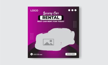 Ücretsiz vektör araba kiralama instagramı sosyal medya post tasarım şablonu