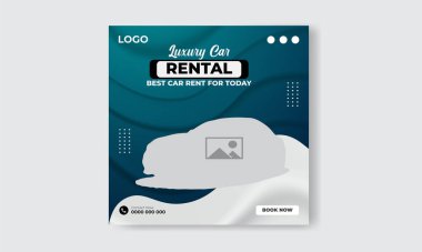 Ücretsiz vektör araba kiralama instagramı sosyal medya post tasarım şablonu