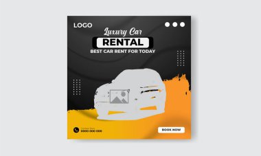 Ücretsiz vektör araba kiralama instagramı sosyal medya post tasarım şablonu