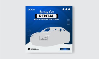 Ücretsiz vektör araba kiralama instagramı sosyal medya post tasarım şablonu