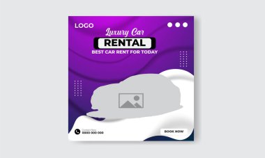 Ücretsiz vektör araba kiralama instagramı sosyal medya post tasarım şablonu