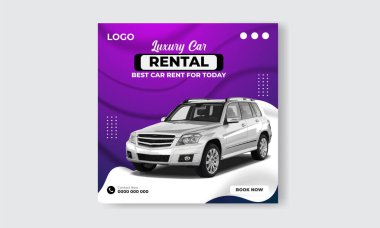 Ücretsiz vektör araba kiralama instagramı sosyal medya post tasarım şablonu