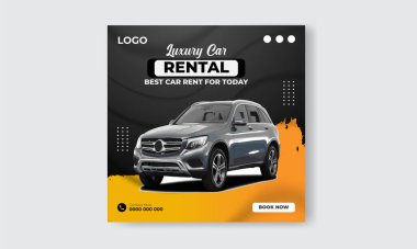 Ücretsiz vektör araba kiralama instagramı sosyal medya post tasarım şablonu
