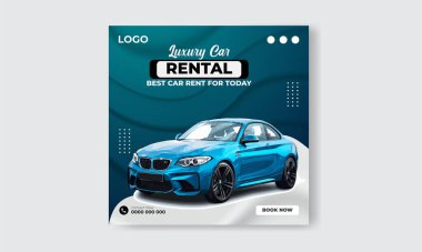 Ücretsiz vektör araba kiralama instagramı sosyal medya post tasarım şablonu