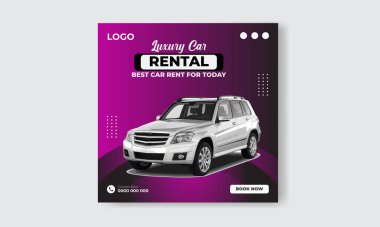 Ücretsiz vektör araba kiralama instagramı sosyal medya post tasarım şablonu