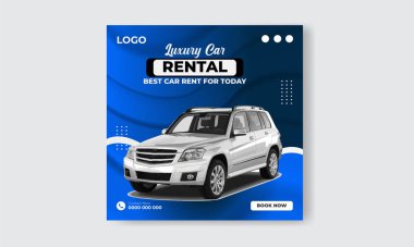 Ücretsiz vektör araba kiralama instagramı sosyal medya post tasarım şablonu