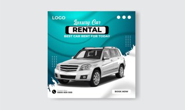 Ücretsiz vektör araba kiralama instagramı sosyal medya post tasarım şablonu