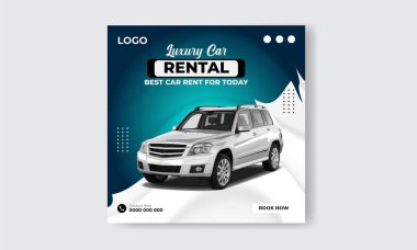 Ücretsiz vektör araba kiralama instagramı sosyal medya post tasarım şablonu