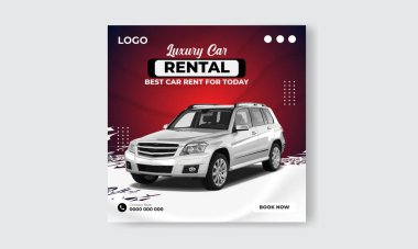 Ücretsiz vektör araba kiralama instagramı sosyal medya post tasarım şablonu