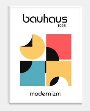 Bauhaus tarzı soyut sanat seti, Dekoratif Modern Sanat, Vektör illüstrasyon posteri içerir. Modaya uygun çiçek dekorasyonu ve yaratıcı sanat koleksiyonu. minimal estetik modern sanat.