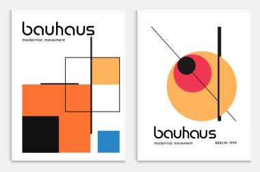 Bauhaus tarzı soyut sanat seti, Dekoratif Modern Sanat, Vektör illüstrasyon posteri içerir. Modaya uygun çiçek dekorasyonu ve yaratıcı sanat koleksiyonu. minimal estetik modern sanat.