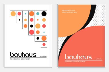 Bauhaus tarzı soyut sanat seti, Dekoratif Modern Sanat, Vektör illüstrasyon posteri içerir. Modaya uygun çiçek dekorasyonu ve yaratıcı sanat koleksiyonu. minimal estetik modern sanat.