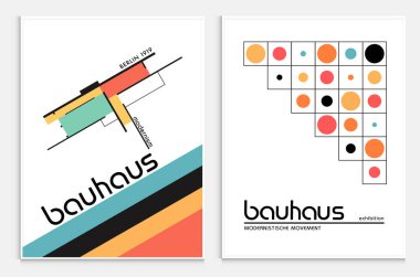 Bauhaus tarzı soyut sanat seti, Dekoratif Modern Sanat, Vektör illüstrasyon posteri içerir. Modaya uygun çiçek dekorasyonu ve yaratıcı sanat koleksiyonu. minimal estetik modern sanat.