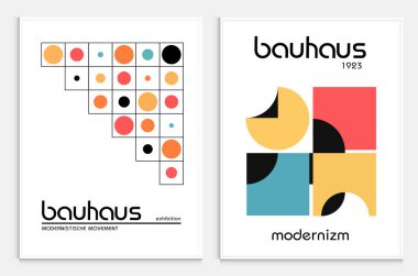 Bauhaus tarzı soyut sanat seti, Dekoratif Modern Sanat, Vektör illüstrasyon posteri içerir. Modaya uygun çiçek dekorasyonu ve yaratıcı sanat koleksiyonu. minimal estetik modern sanat.