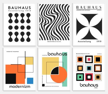 Bauhaus, Sergi Posterleri, Mimari Baskı, Galeri Duvar Sanatı Seti, Ofis Duvarı Sanatı, Modern Baskı, Minimalist Baskı, Retro Poster