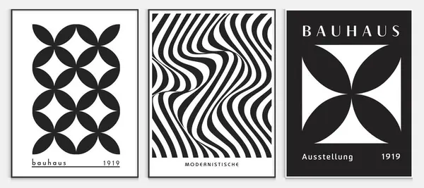 Bauhaus tarzı soyut sanat seti, Dekoratif Modern Sanat, Vektör illüstrasyon posteri içerir. Modaya uygun çiçek dekorasyonu ve yaratıcı sanat koleksiyonu. minimal estetik modern sanat.