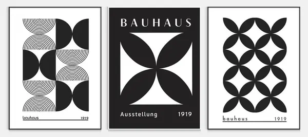 Bauhaus tarzı soyut sanat seti, Dekoratif Modern Sanat, Vektör illüstrasyon posteri içerir. Modaya uygun çiçek dekorasyonu ve yaratıcı sanat koleksiyonu. minimal estetik modern sanat.