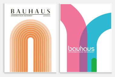 Bauhaus tarzı soyut sanat seti, Dekoratif Modern Sanat, Vektör illüstrasyon posteri içerir. Baskı, Sergi Posterleri, Mimari Baskı, Galeri Duvarı Sanat Seti, Ofis Duvarı Sanatı, Modern Baskı, Minimalist Baskı, Retro Poster