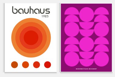 Bauhaus tarzı soyut sanat seti, Dekoratif Modern Sanat, Vektör illüstrasyon posteri içerir. Baskı, Sergi Posterleri, Mimari Baskı, Galeri Duvarı Sanat Seti, Ofis Duvarı Sanatı, Modern Baskı,