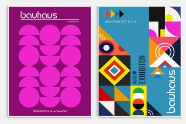 Bauhaus tarzı soyut sanat seti, Dekoratif Modern Sanat, Vektör illüstrasyon posteri içerir. Baskı, Sergi Posterleri, Mimari Baskı, Galeri Duvarı Sanat Seti, Ofis Duvarı Sanatı, Modern Baskı,