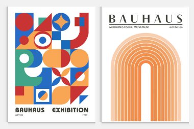 Bauhaus tarzı soyut sanat seti, Dekoratif Modern Sanat, Vektör illüstrasyon posteri içerir. Baskı, Sergi Posterleri, Mimari Baskı, Galeri Duvarı Sanat Seti, Ofis Duvarı Sanatı, Modern Baskı,