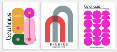 Bauhaus tarzı soyut sanat seti, Dekoratif Modern Sanat, Vektör illüstrasyon posteri içerir. Baskı, Sergi Posterleri, Mimari Baskı, Galeri Duvarı Sanat Seti, Ofis Duvarı Sanatı, Modern Baskı,