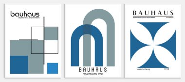 Bauhaus tarzı soyut sanat seti, Dekoratif Modern Sanat, Vektör illüstrasyon posteri içerir. Baskı, Sergi Posterleri, Mimari Baskı, Galeri Duvarı Sanat Seti, Ofis Duvarı Sanatı, Modern Baskı,