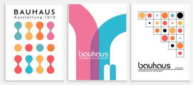 Bauhaus tarzı soyut sanat seti, Dekoratif Modern Sanat, Vektör illüstrasyon posteri içerir. Baskı, Sergi Posterleri, Mimari Baskı, Galeri Duvarı Sanat Seti, Ofis Duvarı Sanatı, Modern Baskı,