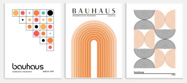 Bauhaus tarzı soyut sanat seti, Dekoratif Modern Sanat, Vektör illüstrasyon posteri içerir. Baskı, Sergi Posterleri, Mimari Baskı, Galeri Duvarı Sanat Seti, Ofis Duvarı Sanatı, Modern Baskı,
