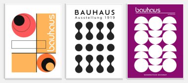Bauhaus tarzı soyut sanat seti, Dekoratif Modern Sanat, Vektör illüstrasyon posteri içerir. Baskı, Sergi Posterleri, Mimari Baskı, Galeri Duvarı Sanat Seti, Ofis Duvarı Sanatı, Modern Baskı,