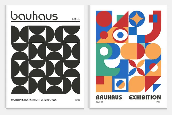 Bauhaus tarzı soyut sanat seti, Dekoratif Modern Sanat, Vektör illüstrasyon posteri içerir. Baskı, Sergi Posterleri, Mimari Baskı, Galeri Duvarı Sanat Seti, Ofis Duvarı Sanatı, Modern Baskı,