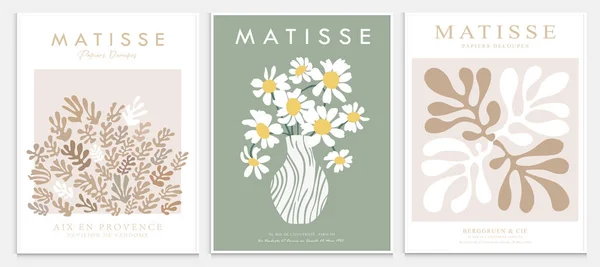 Matisse tarzı soyut sanat seti, Dekoratif Modern Sanat, Vektör illüstrasyon posteri içerir. Modaya uygun çiçek dekorasyonu ve yaratıcı sanat koleksiyonu. minimal estetik modern sanat.