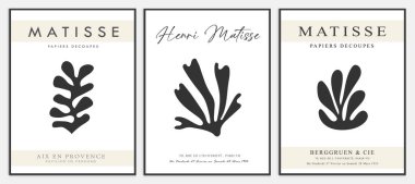 Matisse tarzı soyut sanat seti, Dekoratif Modern Sanat, Vektör illüstrasyon posteri içerir. Modaya uygun çiçek dekorasyonu ve yaratıcı sanat koleksiyonu. minimal estetik modern sanat.