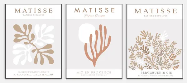 Matisse tarzı soyut sanat seti, Dekoratif Modern Sanat, Vektör illüstrasyon posteri içerir. Modaya uygun çiçek dekorasyonu ve yaratıcı sanat koleksiyonu. minimal estetik modern sanat.