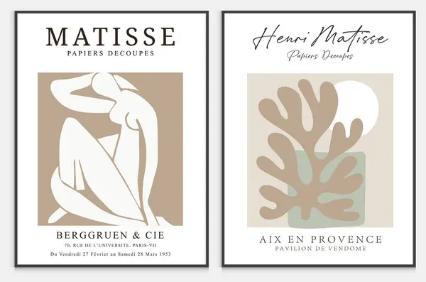 Matisse tarzı soyut sanat seti, Dekoratif Modern Sanat, Vektör illüstrasyon posteri içerir. Modaya uygun çiçek dekorasyonu ve yaratıcı sanat koleksiyonu. minimal estetik modern sanat.