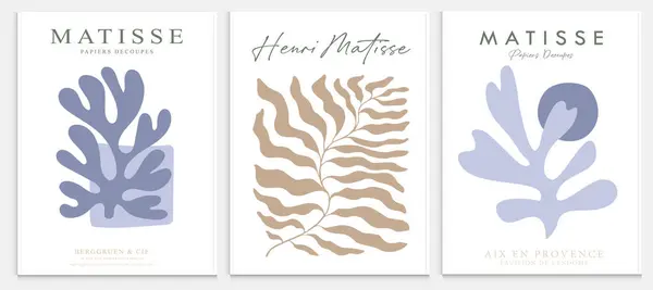 Matisse tarzı soyut sanat seti, Dekoratif Modern Sanat, Vektör illüstrasyon posteri içerir. Modaya uygun çiçek dekorasyonu ve yaratıcı sanat koleksiyonu. minimal estetik modern sanat.