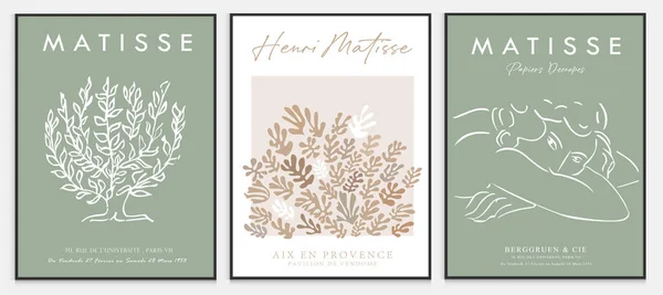 Matisse tarzı soyut sanat seti, Dekoratif Modern Sanat, Vektör illüstrasyon posteri içerir. Modaya uygun çiçek dekorasyonu ve yaratıcı sanat koleksiyonu. minimal estetik modern sanat.