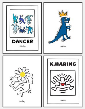 Keith Haring Seti 3, Sergi Posteri, Keith Haring Posteri, Galeri Duvarı, Pop Art Home Dekor, Duvar Sanatı, Müze Posteri, Pop Art Print,