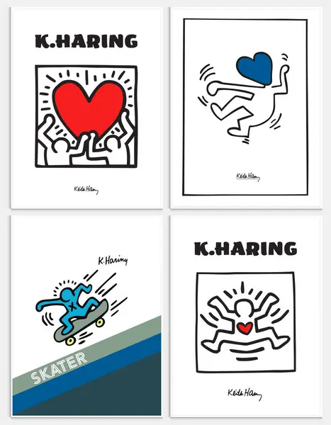 Keith Haring Seti 3, Sergi Posteri, Keith Haring Posteri, Galeri Duvarı, Pop Art Home Dekor, Duvar Sanatı, Müze Posteri, Pop Art Print,