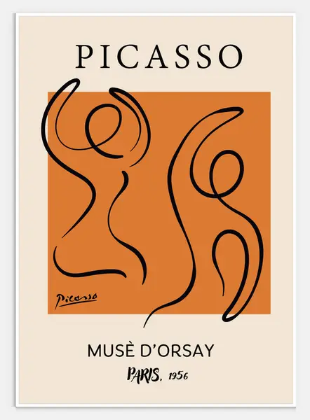 Picasso Stili Soyut Sanat Seti, Dekorasyon için Modern Sanat Koleksiyonu içerir. Vektör Çekim Posteri. Moda sanatı koleksiyonu.