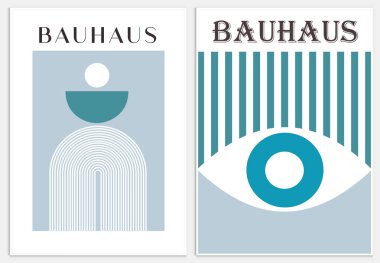 Bauhaus tarzı soyut sanat seti, Dekoratif Modern Sanat, Vektör illüstrasyon posteri içerir. Baskılar, Galeri Duvar Sanatı Seti, Ofis Duvarı Sanatı,