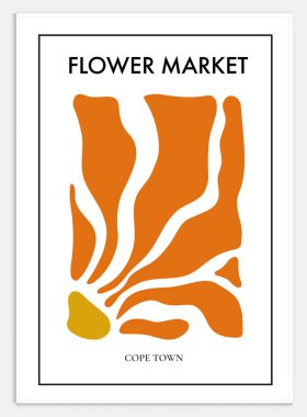 Çiçek Pazarı Biçiminde Soyut Sanat Seti, Dekorasyon İçin Modern Sanat Koleksiyonu. Vektör Çekim Posteri. Moda sanatı koleksiyonu.