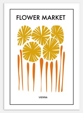 Çiçek Pazarı Biçiminde Soyut Sanat Seti, Dekorasyon İçin Modern Sanat Koleksiyonu. Vektör Çekim Posteri. Moda sanatı koleksiyonu.