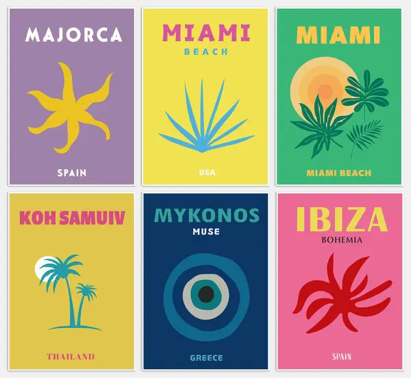 Retro Seyahat Posteri Renkli Ev Sanatı, Mykonos Yazdırma,