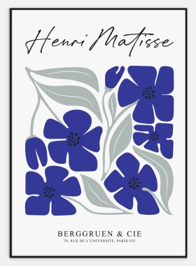 Matisse tarzında soyut sanat seti, Dekoratif Modern Sanat, Vektör illüstrasyon posteri içerir.